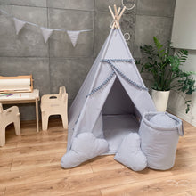 Load image into Gallery viewer, Tenda Tipi Top - Grey Pompons
