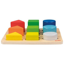 Load image into Gallery viewer, Brinquedo de madeira tabuleiro com cores e formas
