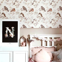 Load image into Gallery viewer, Papel de parede BIRDS White-Gray para quarto de criança
