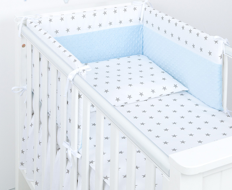 Conjunto de cama de bebé - Berço de bebé stars and light blue