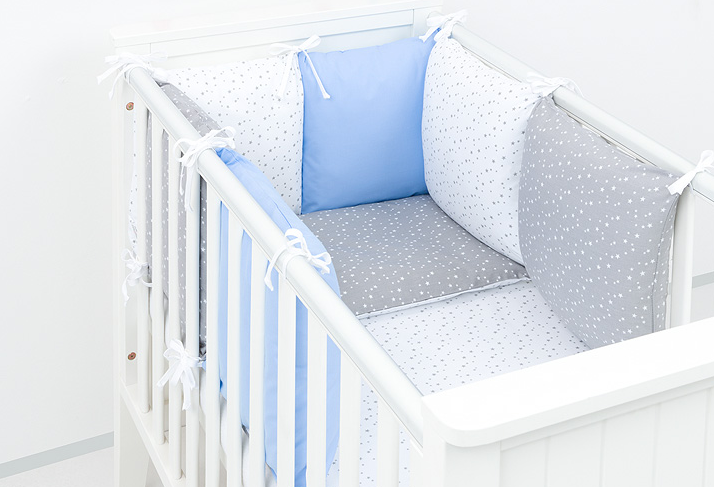 Conjunto de cama de bebé - 8 artigos stars azul