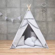 Load image into Gallery viewer, Tenda Tipi Top - Grey Pompons

